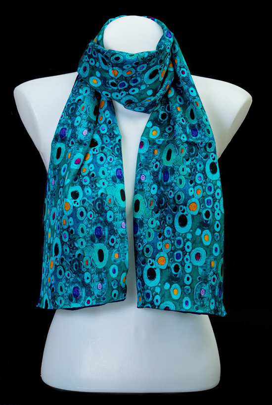 Gustav Klimt silk scarf : Art Nouveau (turquoise)