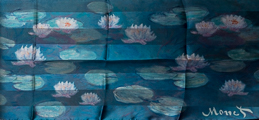 Bufanda Claude Monet : Nenfares por la maana (azul) (desplegado)