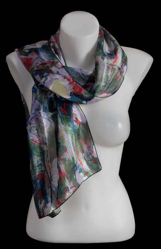 Claude Monet silk scarf : The white water lilies (purple)