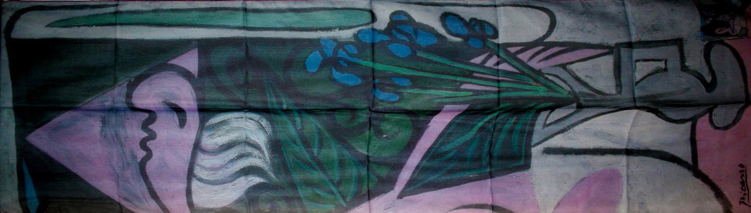 Pablo Picasso scarf : Nude with a bouquet of irises and a mirror (unfolded)