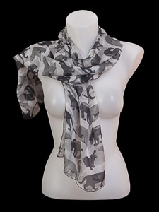 François Pompon silk scarf : Animals (grey)