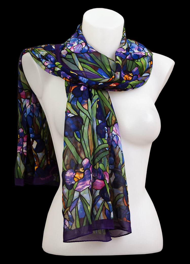louis c. tiffany irises oblong silk scarf