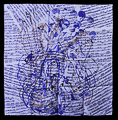 Foulard quadrato Arman : Partitura musicale (in blu) (spiegato)