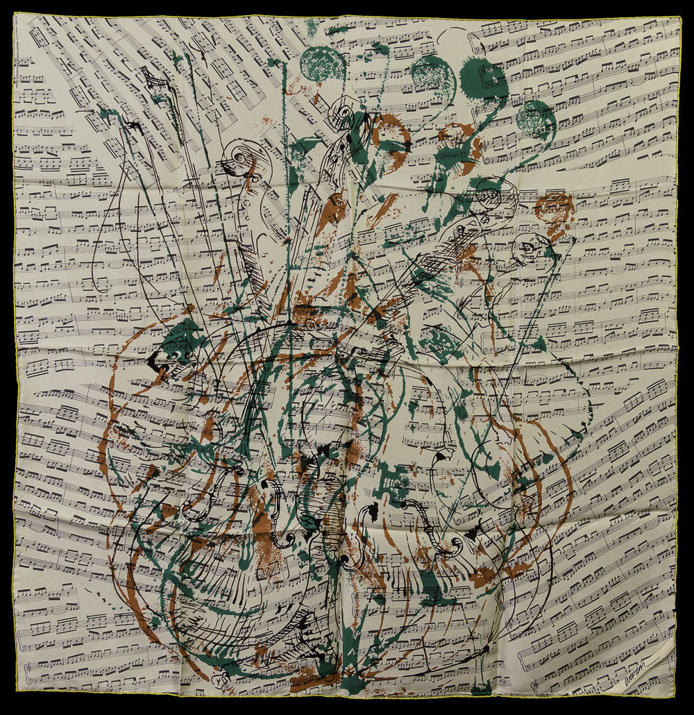 Foulard Arman : Partition musicale (ivoire) (déplié)