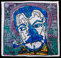 Robert Combas square scarf : Georges Brassens (unfolded)