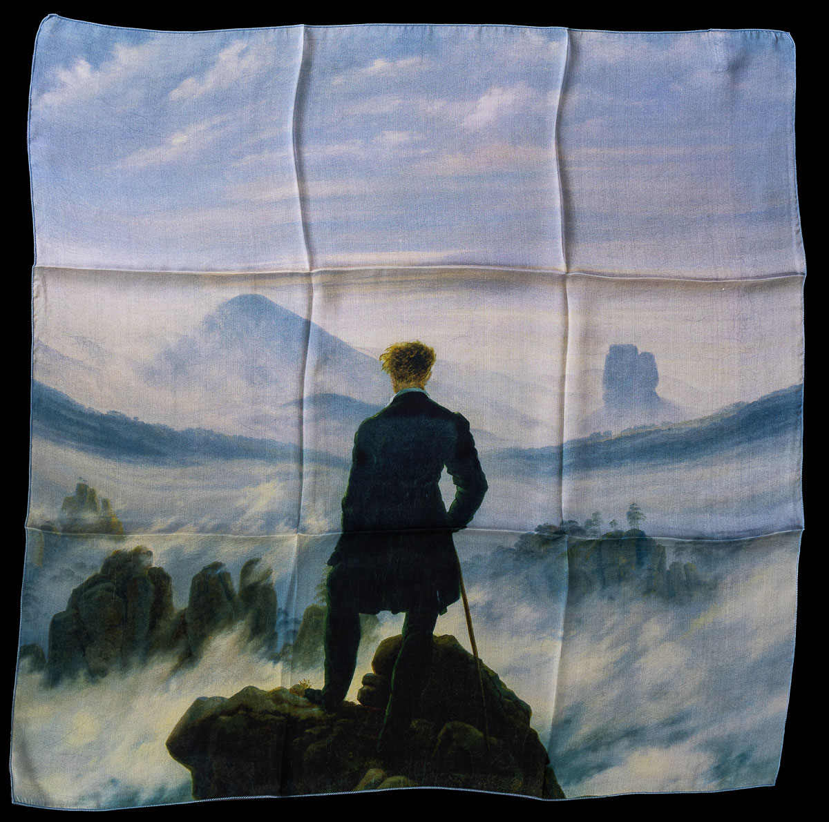 Pañuelo Caspar David Friedrich : Wanderer above a sea of frog (1818) (desplegado)