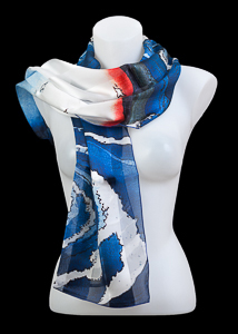 Hiroshige silk scarf : Naruto Whirlpools in Awa Province