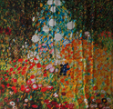 Foulard carré Gustav Klimt : Jardin fleuri (déplié)