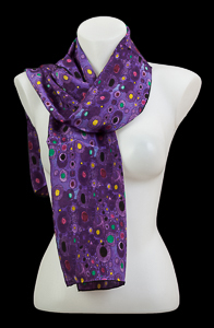 Gustav Klimt silk scarf : Art Nouveau (purple)