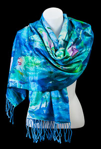 Claude Monet silk shawl : Water Lilies