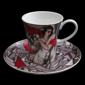 Goebel : Tazza da caffè e piattino Tamara de Lempicka : Ritratto della Signora Ira P.