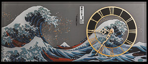 Hokusai glass wall clock, The Great Wave of Kanagawa