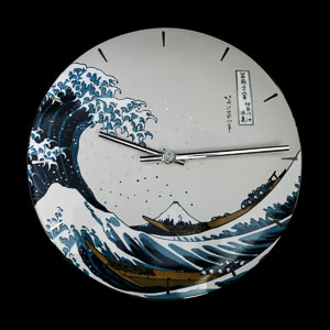 Horloge murale en verre Hokusai : La grande vague de Kanagawa