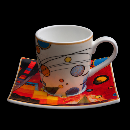 Vassily Kandinsky expresso cup and saucer, Heavy red (Goebel)