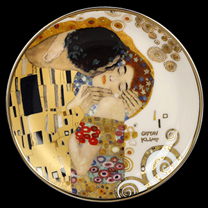 Fine Bone China Gustav Klimt *The Kiss* Ceramic 26cm Plates with a stand Set 