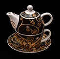 Gustav Klimt porcelain Tea for One : The tree of life (black) (Detail 1)