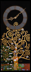 Gustav Klimt glass wall clock : The tree of life