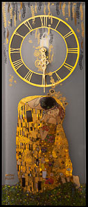 Gustav Klimt glass wall clock : The kiss
