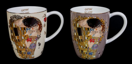 Dúo de mugs bicolor Gustav Klimt, El beso (Goebel)
