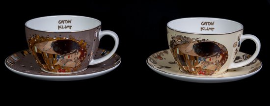 Duo de tasses bicolores Gustav Klimt, Le baiser, (Goebel)