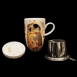 Mug de porcelana con infusor de té Gustav Klimt : El beso (Goebel)