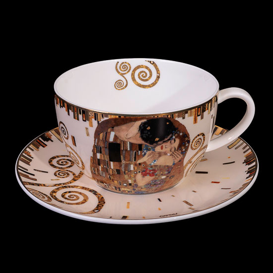 Grande Tasse à thé et Capuccino Gustav Klimt, Le baiser (blanc), (Goebel)