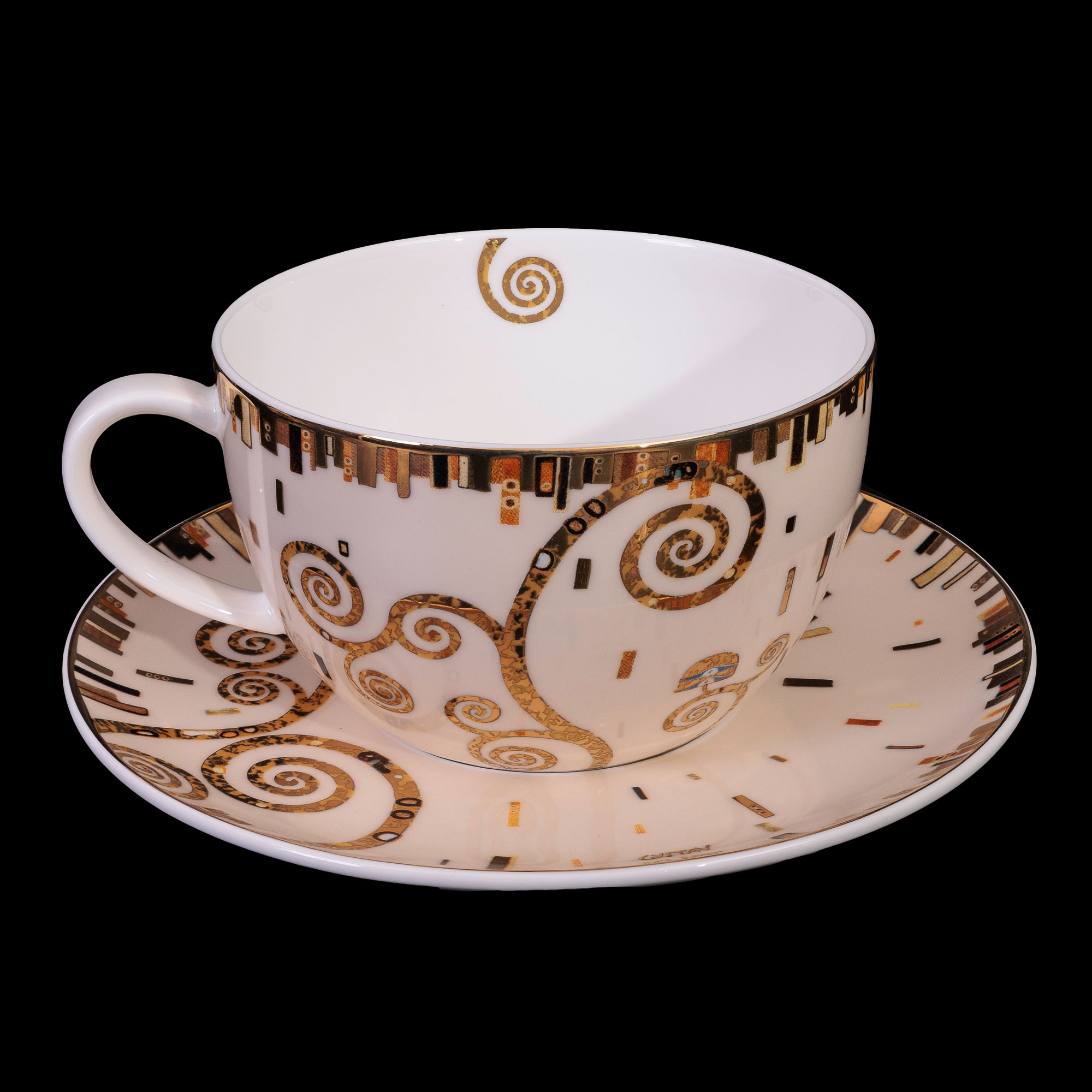Gran taza de té y capuccino Gustav Klimt, El beso (blanco)