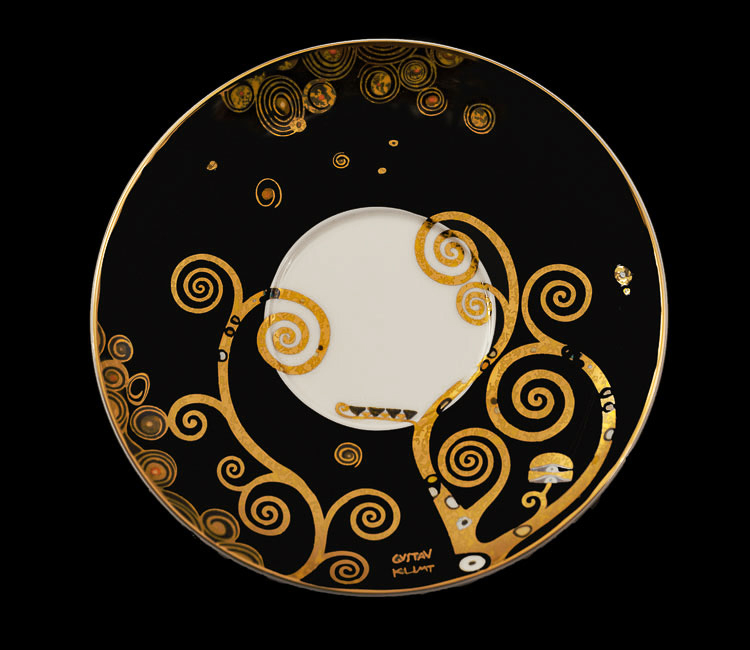 Gran taza de té Gustav Klimt, El beso (negro)