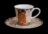 Gustav Klimt coffee cup and saucer : The kiss (white)