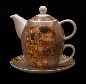Goebel : Duo théière et tasse en porcelaine Gustav Klimt : Le baiser
