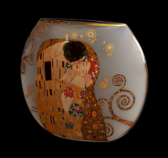 Gustav Klimt frosted glass vase : The kiss