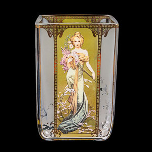 Porta-candela in vetro Alfonse Mucha : Primavera, Goebel