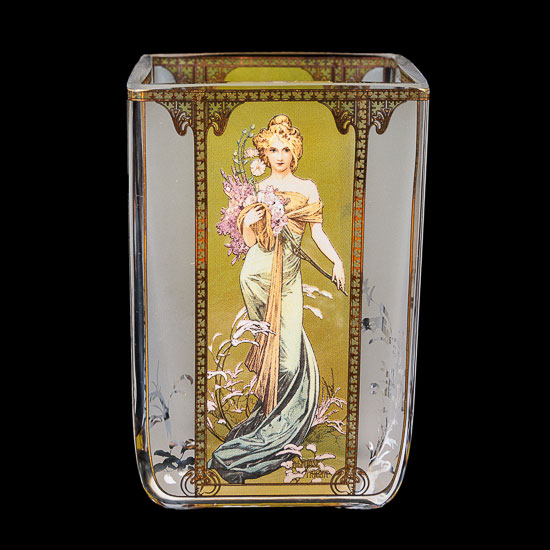 Porta-candela in vetro Alfonse Mucha : Primavera