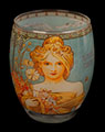 Alfonse Mucha glass or candle jar : Spring, Goebel
