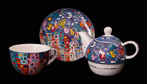 James Rizzi porcelain Tea for One : City birds (Detail 2)