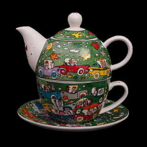 Goebel : James Rizzi Porcelain Tea for One : Crosstown Traffic