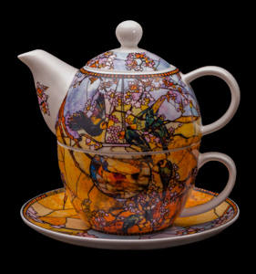 Goebel : Tiffany Porcelain Tea for One, Parakeets