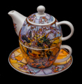 Tiffany porcelain Tea for One : Parakeets (Detail 1)
