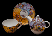 Tiffany porcelain Tea for One : Parakeets (Detail 2)