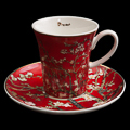Van Gogh coffee cup and saucer : Almond Tree (red)