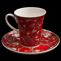 Van Gogh coffee cup and saucer, Almond Tree (red)