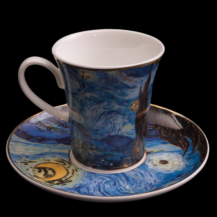 85 ml Coffeezone Vincent Van Gogh Art The Starry Night Porzellan Espresso Kaffeetasse Untertasse