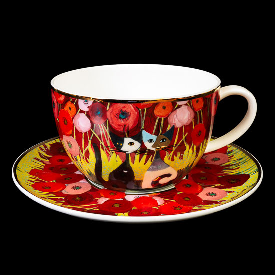 Grande Tasse  th et Capuccino Rosina Wachtmeister, Amoureux aux coquelicots, (Goebel)