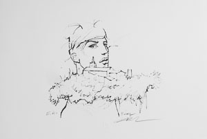 Rare lithographie originale signée et numérotée de Enki Bilal : Le village