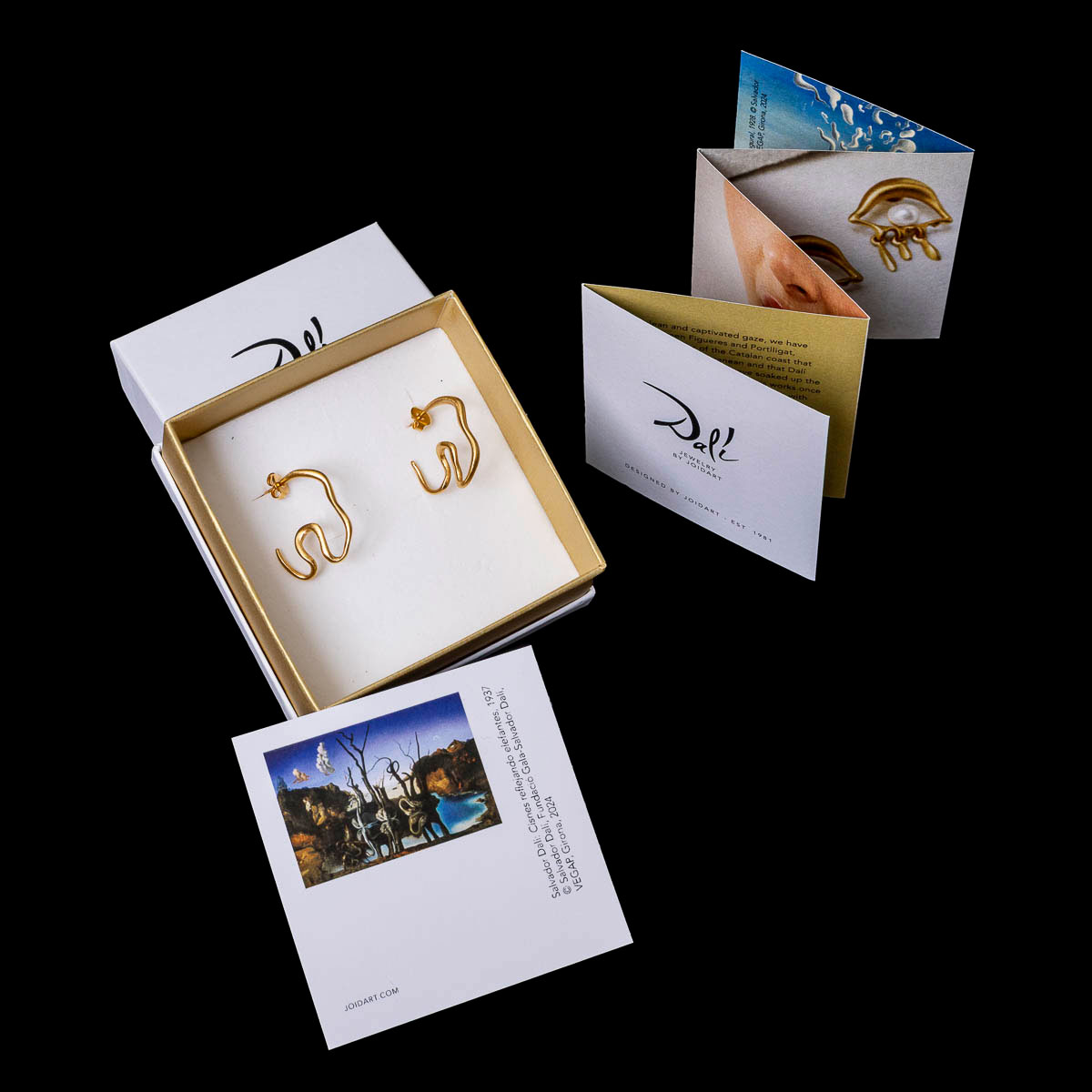 Boucles d’Oreilles d’après Salvador Dali : 'Cygnes' (détail n°3)