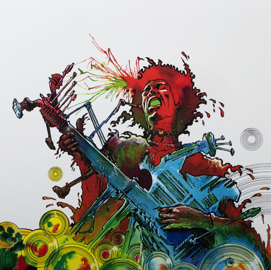 Estampe pigmentaire Philippe Druillet : Jimi Hendrix - Electric ladyland