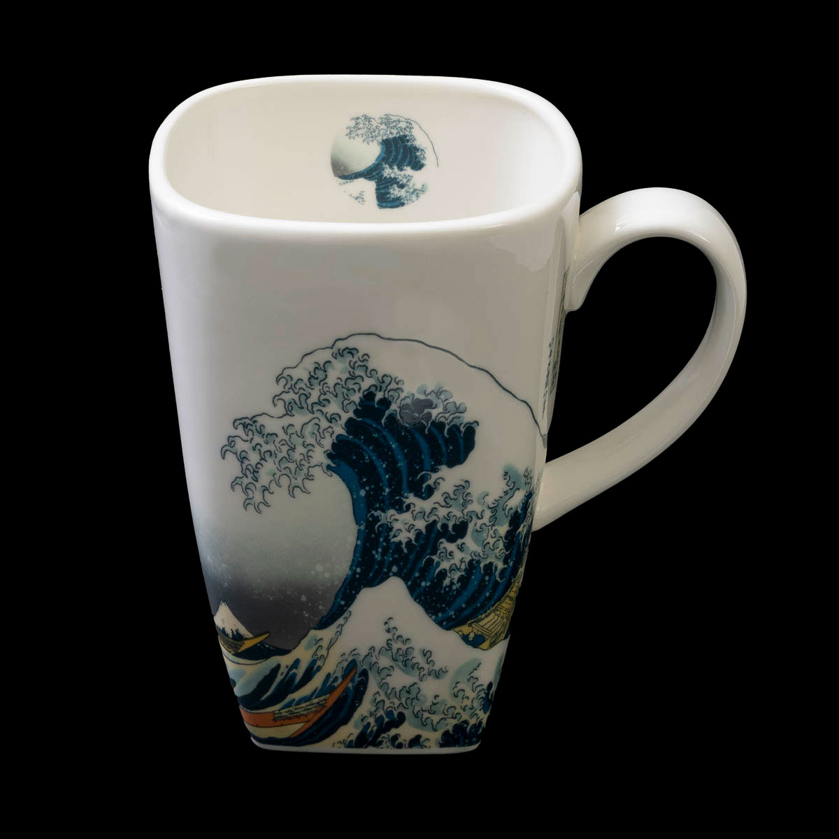 Taza Hokusai: La gran ola de Kanagawa (forma alta y cuadrada)