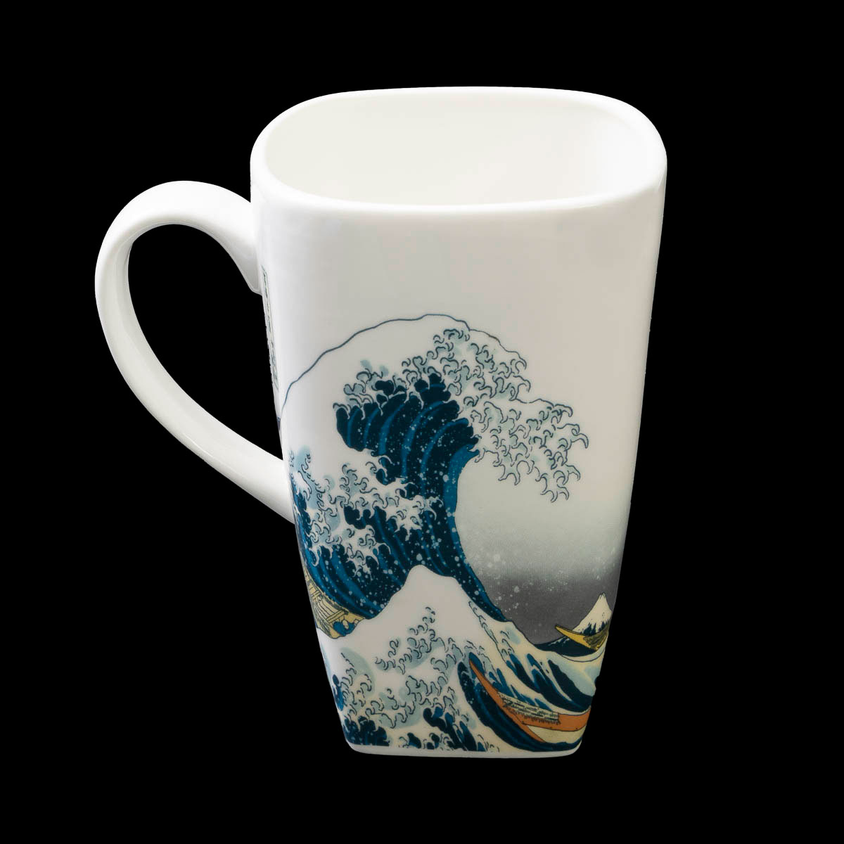 Taza Hokusai: La gran ola de Kanagawa (forma alta y cuadrada)