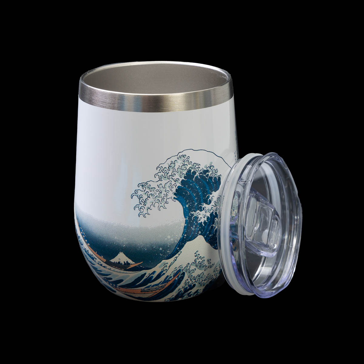 Hokusai insulated mug: The Great Wave (open)