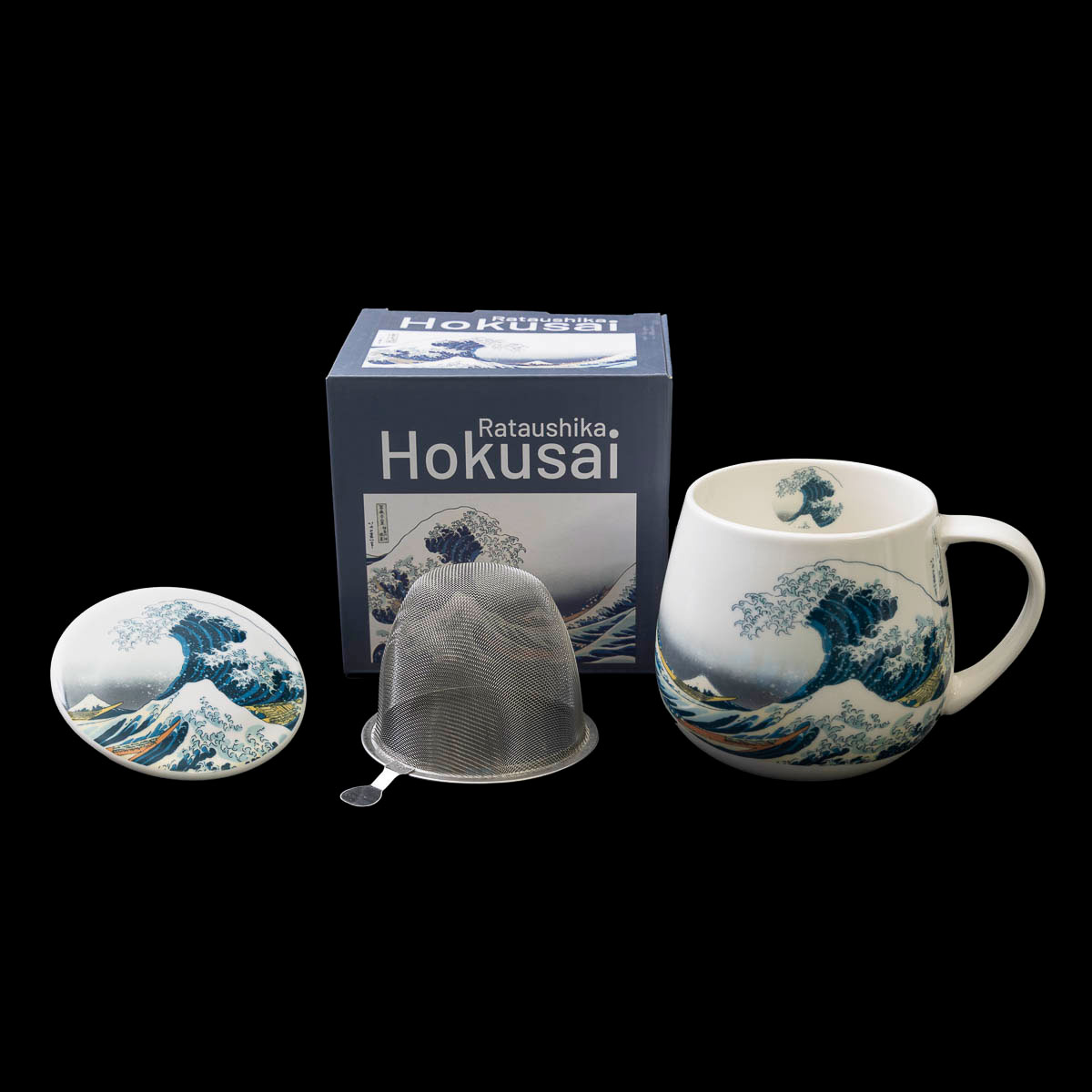 Hokusai Porcelain Snuggle Mug with tea infuser, The Great Wave of Kanagawa (detail 1)